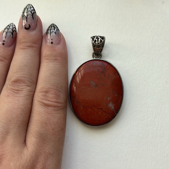 Large Orange Jasper set in Sterling Silver - Picture 3 of 4